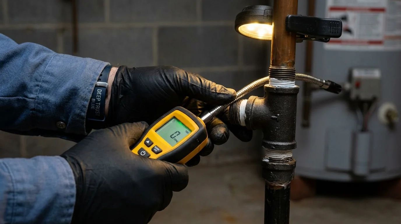 Gas leak detection with electronic sniffer by Johns Plumbing LLC in Madison