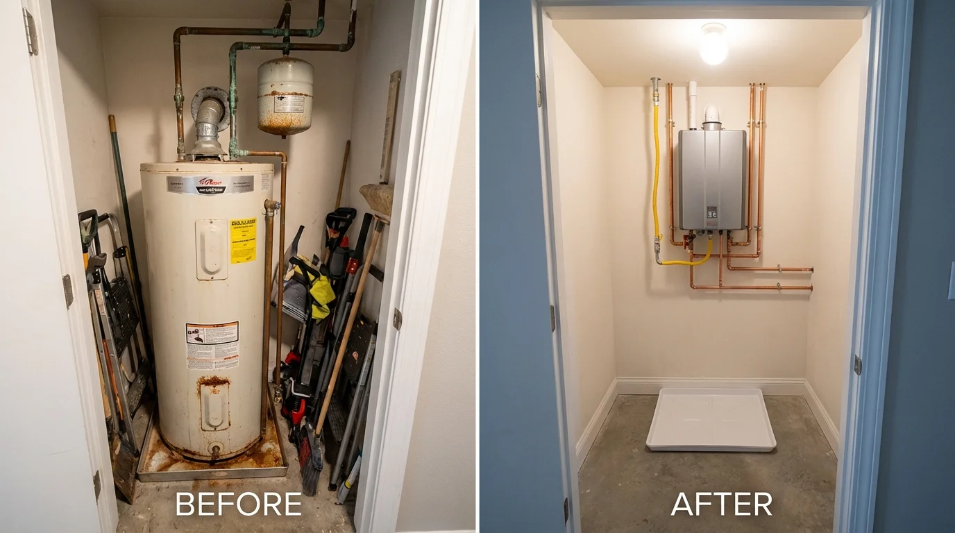 Tank water heater versus wall-mounted tankless unit comparison for Madison, NH homeowners
